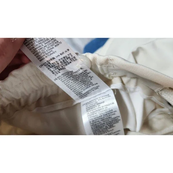 REISS Brighton Relaxed Drawstring Trousers Turn-Ups Ecru Size 32 NWT